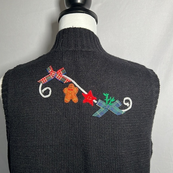 Planet & Co. Petite Knit Holiday Christmas Sweater Vest Zip Vintage Ladies Large - Picture 10 of 10